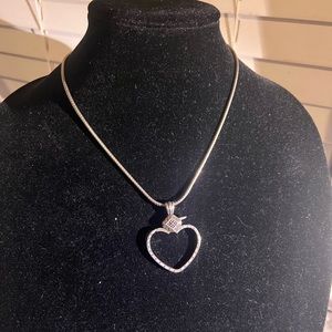 Brighton Charm Holder Necklace Open Heart Reversible Snake Chain 16-18"